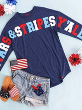 Load image into Gallery viewer, T-shirt engraçado com estampa da bandeira americana do Stars &amp; Stripes
