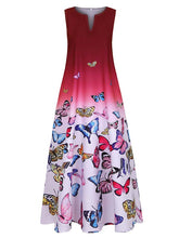 Load image into Gallery viewer, Boho long dress with butterfly print and tie dye effect
