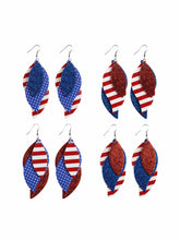Load image into Gallery viewer, PU Leather Leaf Shaped Flag Earrings
