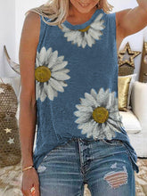Load image into Gallery viewer, Floral Print Round Neck Sleeveless Summer Vest
