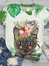 Load image into Gallery viewer, Camiseta feminina de manga curta para gato havaiano
