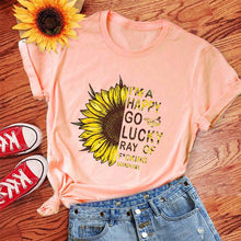 Load image into Gallery viewer, I AM HAPPY Sunflower Print T-Shirts
