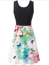 Load image into Gallery viewer, Vestido sin mangas con cuello redondo y estampado de mariposas
