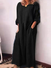 Load image into Gallery viewer, Long-sleeved dress in cotton linen with long sleeves
