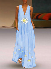 Load image into Gallery viewer, Daisy Print Mini Pocket Long Dress
