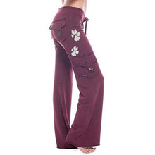 Load image into Gallery viewer, Dog Mother Paw Print Stretchy Soft Eco-Friendly Bamboo Pocket Yoga Pants
