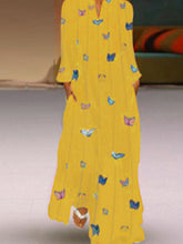 Load image into Gallery viewer, Vestido de manga larga con estampado de mariposas para mujer
