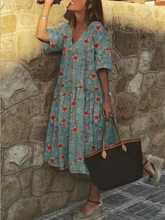Load image into Gallery viewer, Long Sleeve V Neck Women's Dress
