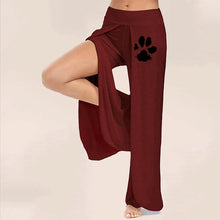 Load image into Gallery viewer, Dog Paw Wide Leg Side Slit Flowy Yoga Pants
