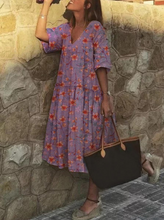 Load image into Gallery viewer, Long Sleeve V Neck Women's Dress
