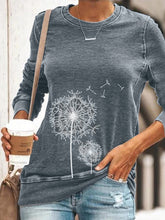 Load image into Gallery viewer, Dandelion Print Round Neck Long Sleeve Women's Sweater
