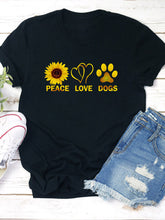 Load image into Gallery viewer, PEACE LOVE DOGS Sunflower Print T-Shirt for Women
