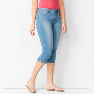 70s mid-rise stretch denim capri pants