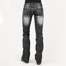 Load image into Gallery viewer, Calça jeans de montaria feminina com corte flecha azul
