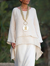 Load image into Gallery viewer, Irregular Hem Double Layer Cotton and Linen Shirt for Women

