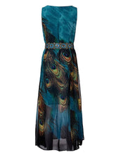 Load image into Gallery viewer, Vestido de gasa de pavo real para mujer
