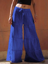 Load image into Gallery viewer, Calça casual feminina de linho de algodão com perna larga
