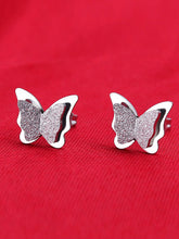 Load image into Gallery viewer, Pendientes de mariposa esmerilados pulidos con chorro de arena de moda
