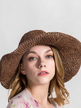 Load image into Gallery viewer, Wavy Plain Straw Hat for Women
