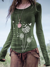 Load image into Gallery viewer, Women's Vintage Dyed Dandelion Butterfly Print Organic Cotton T-Shirt
