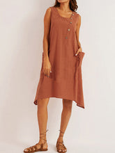 Load image into Gallery viewer, Vestido de una sola fila abotonado sin mangas para mujer
