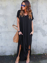 Load image into Gallery viewer, Vestido de bolso com decote em V em cor sólida para mulheres
