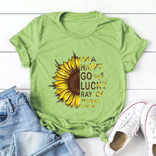 Load image into Gallery viewer, I AM HAPPY Sunflower Print T-Shirts
