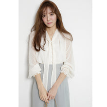 Load image into Gallery viewer, Chiffon shirt with bow tie and lantern sleeves
