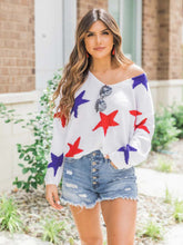 Load image into Gallery viewer, Knitted top with blue and red 4th of July stars
