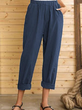 Load image into Gallery viewer, Plain cotton and linen casual pants for women
