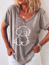 Load image into Gallery viewer, Casual short sleeve dog print t-shirt for women
