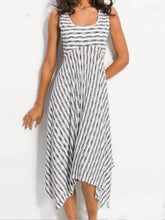Load image into Gallery viewer, Vestido feminino sem mangas com costura listrada
