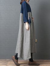Load image into Gallery viewer, Women's Color Block Plaid Linen Dress
