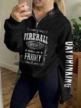 Load image into Gallery viewer, Camiseta con cremallera Fireball Whiskey Makes Me Frisky Day Drinking

