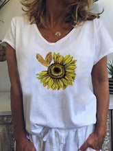 Load image into Gallery viewer, Camiseta feminina de manga curta estampada casual
