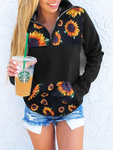 Load image into Gallery viewer, Sunflower Print Panel Zip Hoodie
