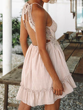 Load image into Gallery viewer, Women Sexy V Neck Backless Cotton Linen Dress
