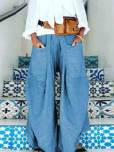 Load image into Gallery viewer, Wide irregular pants with large linen pockets
