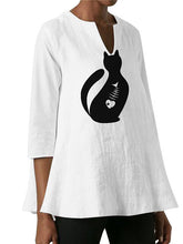 Load image into Gallery viewer, Camiseta holgada estampada de algodón y lino para mujer
