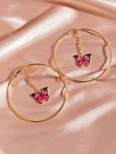 Load image into Gallery viewer, 1 Pair of Butterfly Hoop Earrings
