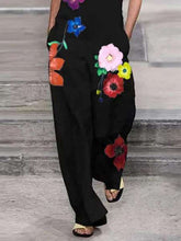 Load image into Gallery viewer, Women's cotton and linen jumpsuit with floral print
