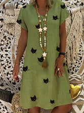 Load image into Gallery viewer, Cat Face Print Short Sleeve Women Dress
