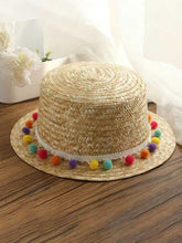 Load image into Gallery viewer, Women's hat with ethnic pompoms
