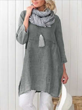 Load image into Gallery viewer, Vestido feminino com bolso em linho e algodão liso
