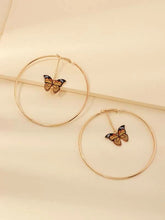 Load image into Gallery viewer, 1 Pair of Butterfly Hoop Earrings
