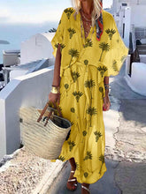 Load image into Gallery viewer, Vestido de festa feminino estampado com decote em V
