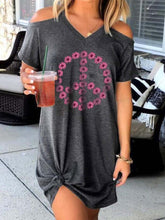 Load image into Gallery viewer, Women's Daisy Peace Sign Print Off Shoulder Dress
