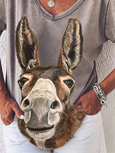 Load image into Gallery viewer, Top casual de manga curta com estampa animal
