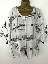 Load image into Gallery viewer, Printed cotton and linen T-shirt
