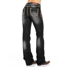 Load image into Gallery viewer, Washed Rhinestone Embroidered Stretch Bootcut Jeans
